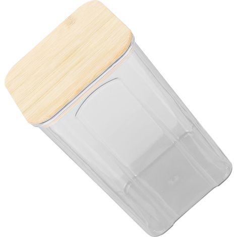Boîte de conservation hermétique transparente avec couvercle en bambou pour nouilles, farine, céréales, riz, thé, café, haricots, 1400 ml, 10,7 x 17 cm / 4,2 x 6,7 pouces (1/5)
