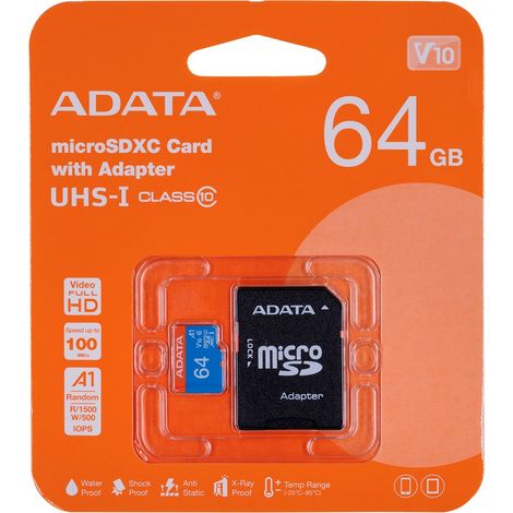 ADATA 64GB. microSDHC. Class 10 UHS-I (1/3)