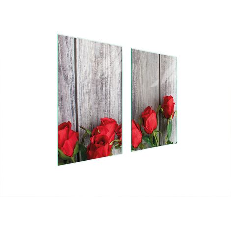 PLAQUE DE PROTECTION EN VERRE POUR POÊLE 75x52 ROSES (1/5)