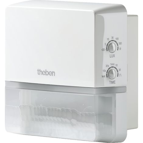 Theben 1010100 TECTA D180 WH, Bewegungsmelder (PIR) für die Wandmontage im Außenbereich, Erfassungsbereich 180° mit 14 m Reichweite, Permanente Lichtmessung, Unterkriechschutz, voreingestellt (weiß) (1/5)