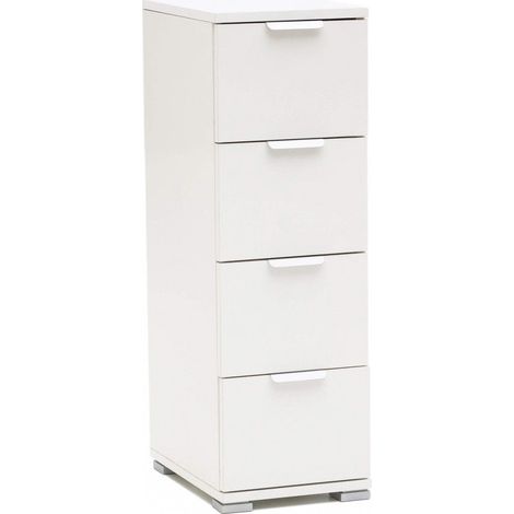 Cassettiera 4 Cassetti Bianca 27x38x85 h cm in Truciolare bilaminato Bianco (1/2)