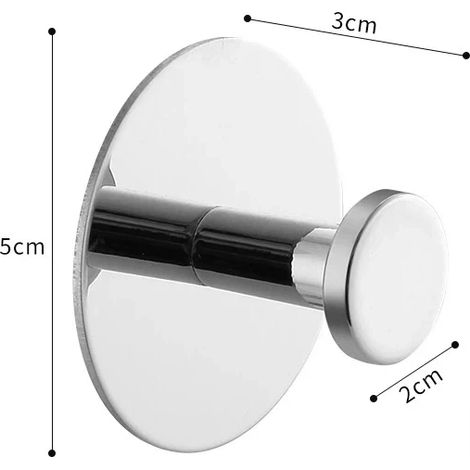 (Argent - 1 pièce) Crochet en acier inoxydable auto-adhésif pour salle de bain, porte-manteau, sans perçage, pour vêtements et serviettes, crochets de rangement pour la maison (1/5)