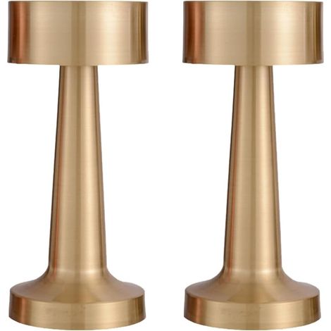 Lampe de Table Sans Fil, 2PCS Lampe de Table Rechargeable, 3 Modes de Couleur, Lumiere Led Sans Fil en Métal Design Charge Usb, pour Chambre, Bureau, Salle à Manger