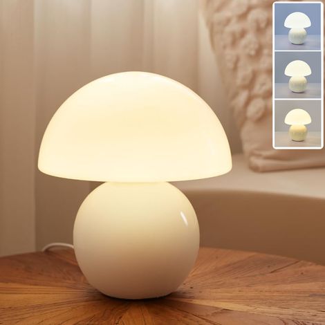 Lampe de table champignon, lampe de chevet, lampe artistique en verre à base de céramique, lampe de bureau décorative d'ambiance, 3 modes d'éclairage (1/5)