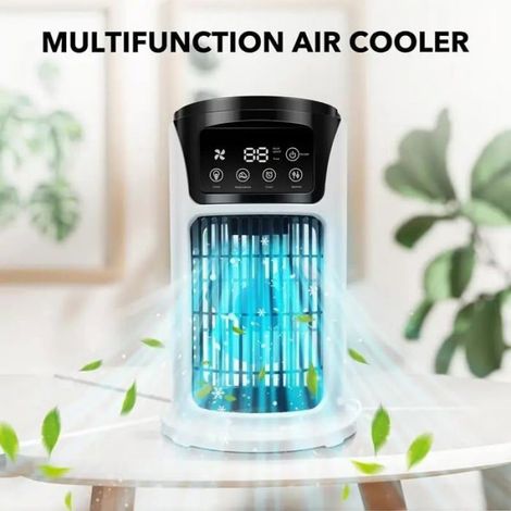 Climatiseur Portable - Refroidisseur Par Évaporation - Humidificateur À Brume - USB - Réservoir 300 Ml - 6 Vitesses - LED 7 Couleurs - 0,6 Kg (1/5)