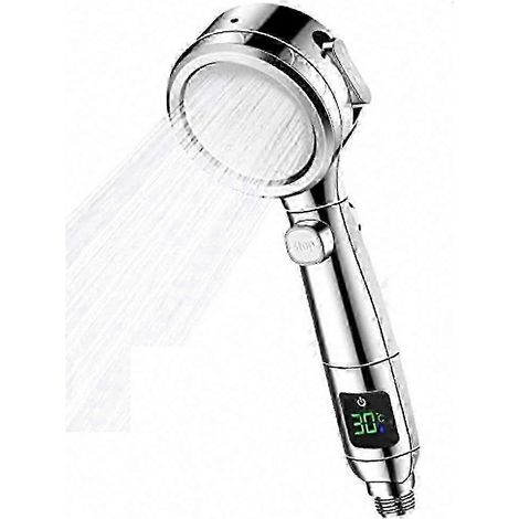 Preisgünstige Edelstahl-Regendusche mit 4 Strahlarten und digitaler Temperaturanzeige (1/5)