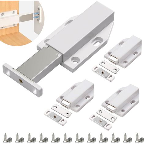 4 pcs aimant porte placard,push to open serrure de porte,amortisseur porte placard avec vis,fermeture placard,ferme porte,poussoir porte placard,convient aux bibliothèques (1/5)