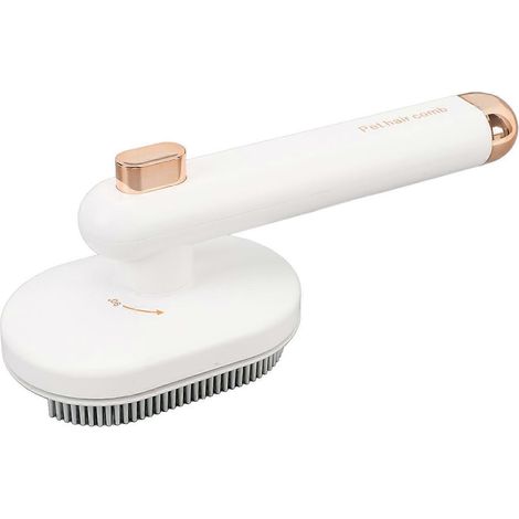 Brosse pour chat blanche, rotation à 90°, aiguilles incurvées haute densité, peigne pour enlever les poils d'animaux (1/4)