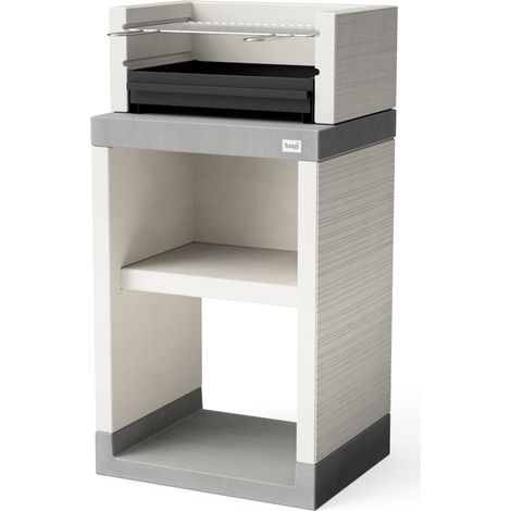 TUOZI - Barbacoa de Obra para Carbón Modelo PLAN 0 (Gris/Blanco - 59 x 47 x 113 cm) REF: T00869 - Uso en Exteriores (1/2)