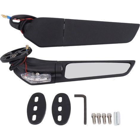 Rétroviseur universel LED modifié pour moto avec déflecteur pivotant réglable, compatible avec Kawasaki Ninja 250 300 400 650 H2 H4 (1/5)