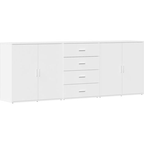 Aparador buffet cómoda mueble unidad de almacenamiento organizador cocina salón sala de estar 3 piezas madera contrachapada blanco 020037002
