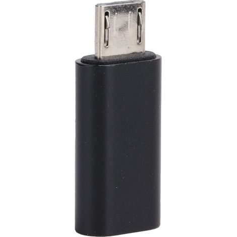Adaptateur USB Type-C femelle vers micro-USB mâle pour téléphone portable, chargement et données (noir)