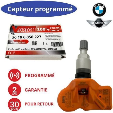 Sensore TPMS 433 MHz programmato per MINI Cooper (R56, R55, R60, R58, R61) e BMW (X1 E84, X3, ecc.)