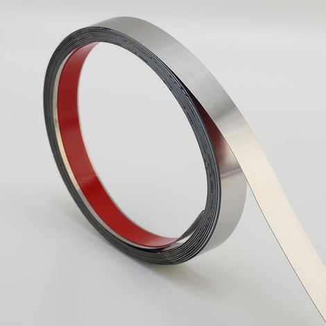 Moulure murale autocollante en acier inoxydable flexible pour cadre de miroir, cheminée et micro-ondes, argent brossé (1/5)
