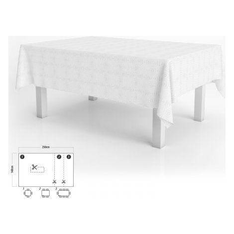 Tovaglia Antimacchia Tela Cerata Pile Rettangolare 140 x 250 cm. Colore bianco