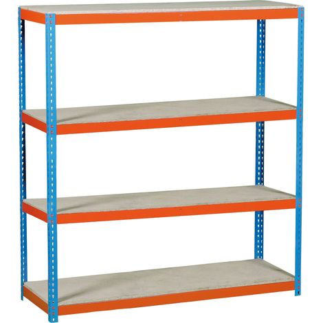 Simonrack Metallregal Luxe Blau Orange Robustes Holz