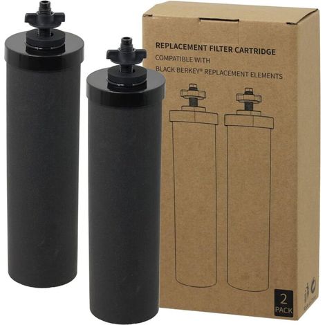 Lot de 2 Filtres à Eau Noirs compatibles avec Système de Purification Berkey - Cartouches Filtrantes de Rechange Haute Performance pour Big Berkey, Royal, Imperial - Purificateur d'Eau par Gra (1/5)