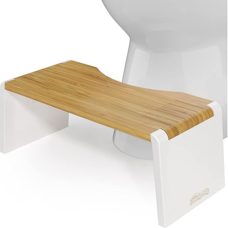 Stockholm Pliante Bambou Toilettes Tabouret, 7-Pouce Pliable, Brun et Blanc (1/5)