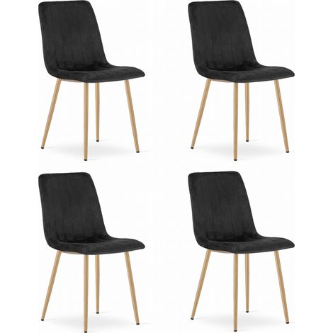 Lava-Sessel – schwarzer Samt / Beine in Holzfarbe x 4 (1/5)