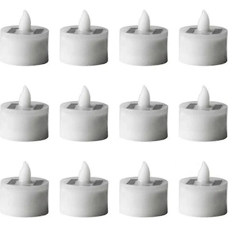 Lot de 12 lampes chauffantes LED solaires, rechargeables et étanches, à effet scintillant, idéales pour les fêtes, le jardin et la décoration intérieure (blanches). (1/3)