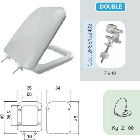 SANIPLAST SEDILE WC DUROFORT CON CERNIERE CONCA MOD. DOUBLE (1/7)