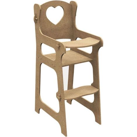 Chaise haute de poupée en bois MDF à décorer