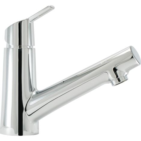 Robinet Mitigeur de lavabo bec fixe corps laiton chromé limitateur de débit (1/2)