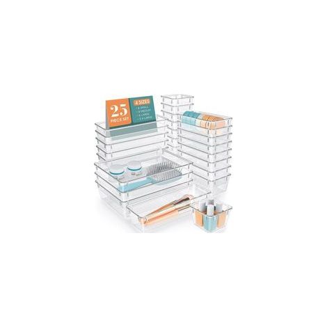 Boîtes de rangement empilables pour la cuisine et le maquillage, classées par catégories (1/5)