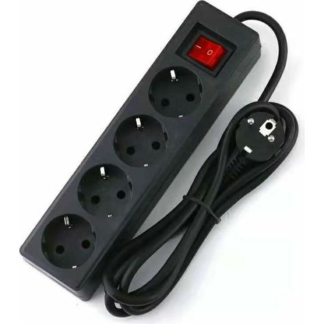 Green Mobility-Multiprise 4 Prises 16A 2P avec Interrupteur, Rallonge 3M 230 V, Noir (1/4)