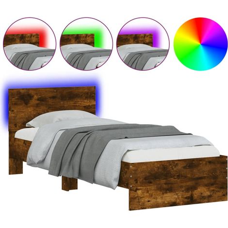 Maison Exclusive - Estructura de cama cabecero luces LED roble ah