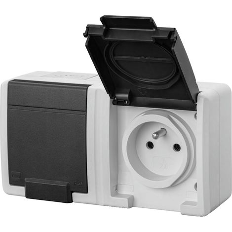 Steckdose NT 2x 2P+Z - Grau - IP55 - Hermetisch - Doppelt und Sicher