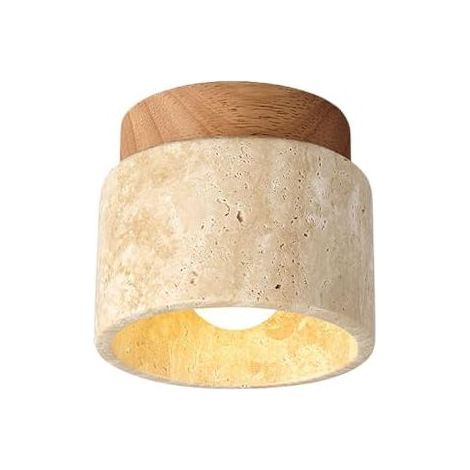 Plafonnier en bois, marbre et pierre, style moderne du milieu du siècle, semi-encastré, petit plafonnier de couloir, style ferme vintage, idéal pour une entrée, un porche, un couloir, un balcon ou un (1/5)