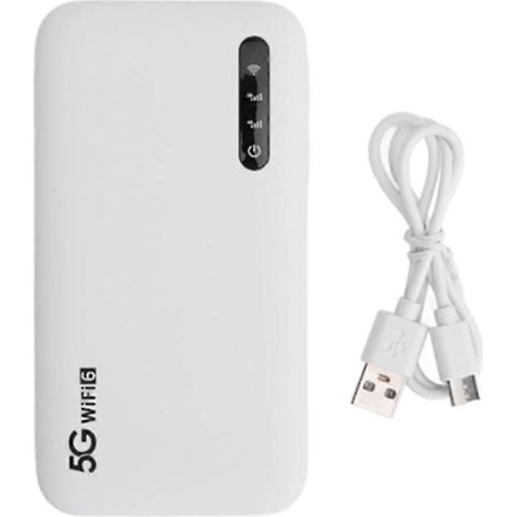 Routeur hotspot mobile WiFi 6 5G, batterie portable de 5000 mAh, prend en charge la connexion simultanée de 16 appareils, avec emplacement pour carte SIM, compatible avec les téléphones portables, les