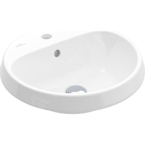 Villeroy & Boch Architectura - Lavabo à encastrer, 450x450 mm, avec trop-plein, trou pour robinet, blanc alpin 5A654501 (1/3)