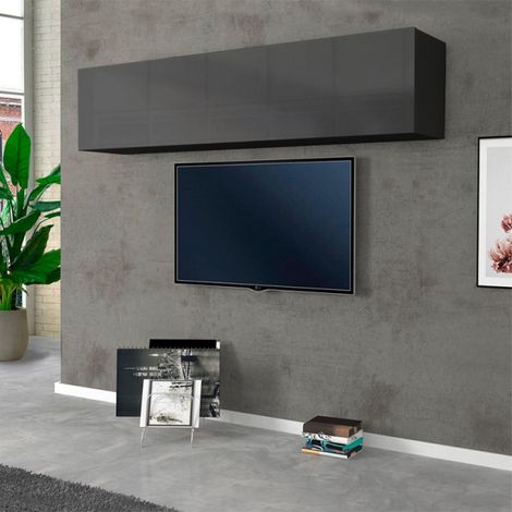 Mueble colgante salón 180cm con 2 compartimentos puerta abatible gris Nota Arriba (1/5)