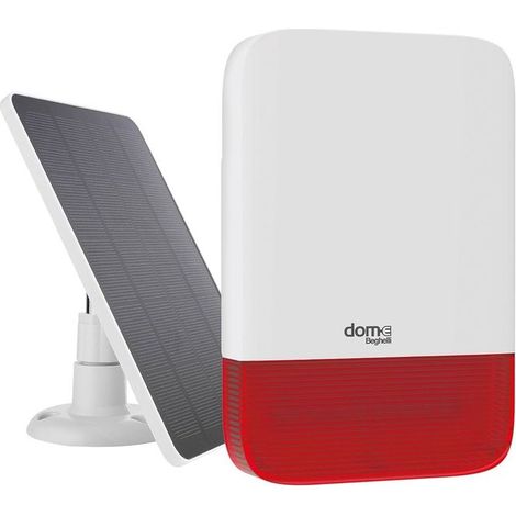 Beghelli 60053 Sirena da Esterno Wireless Alimentazione Solare 10W e Rete 230V Tecnologia LoRa IP65 colore Bianco
