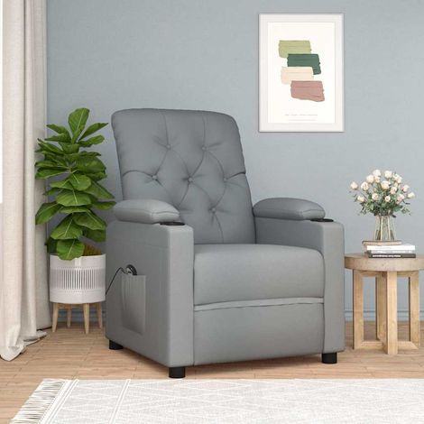 vidaXL Sillón reclinable eléctrico tela gris claro (1/5)