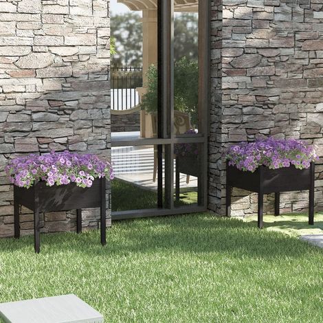 Lot de 2 Jardinières,Bac à fleurs Noir 70x70x70 cm Bois de pin massif -18549 (1/4)