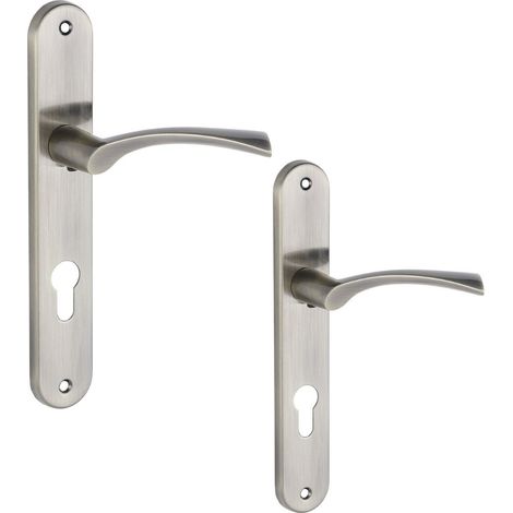 Maniglia per porte interne con piastra lunga e inserto patinato NOA (1/4)
