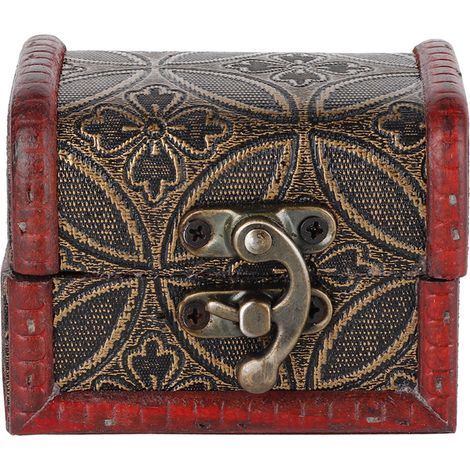 Petit coffre à bijoux vintage en bois avec serrure et pièce de cuivre - Boîte cadeau décorative (1/5)