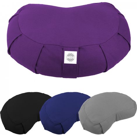 Pouf, zafu, coussin de méditation, yoga - Demi-lune - 44 x 27 x 13 cm - Prune - Vivezen
