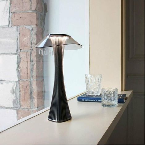 Lampe de table design LED tactile rechargeable - 3W Dimmable Titanium USB Night Light Lampe de bureau à piles sans fil avec abat-jour pour chambre, salon et bureau (1/4)