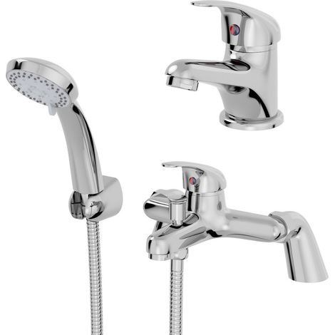 Bathroom Basin Sink Monobloc Mixer Tap Bath Shower Mixer Tap Chrome Single Lever (1/5)