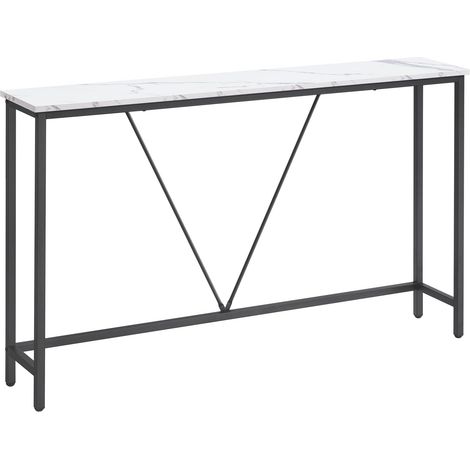 VASAGLE Tavolo Consolle Ingresso, Tavolo Stretto per Divano in Soggiorno, Salotto, Corridoio, Montaggio Facile, Bianco Marmo e Nero Inchiostro LNT020W01 (1/5)