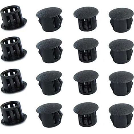 ALLIANDISBouchons ronds en plastique (noirs, 8mm), 20 pièces, couvercles de trous de meubles, couvercles de trous en plastique, bouchons de perçage pour serrures de trous de meubles (1/4)