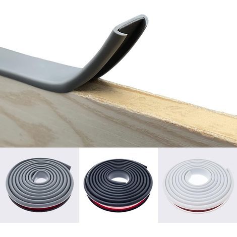 2M Gris Forme de U 18MM Bande de Chant en Melamne Adhesive,Pas de Thermocollant Chêne Chant Plan de Travail Bande de Garniture,Caoutchouc Souple TPE Placage Bois Couvre Chant pour Meubles (1/4)