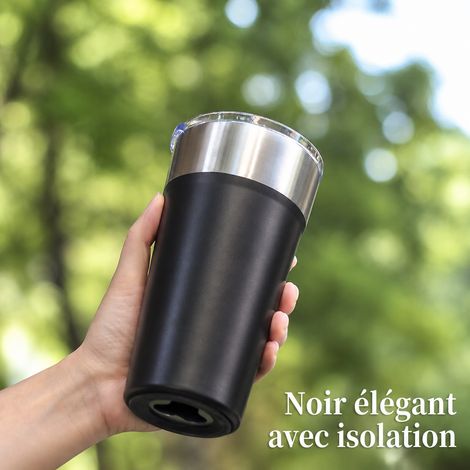 Gobelet isotherme en acier inoxydable 600 ml noir avec paille noir 10 × 10 × 20 cm 50 g – Livraison gratuite