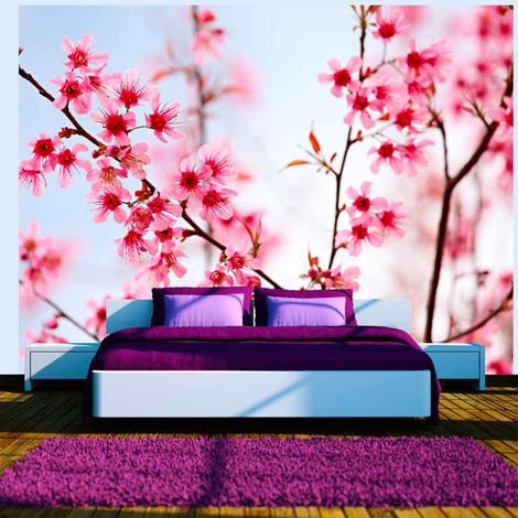 Papier peint symbole japonais fleurs de cerisier sakura - 250 x 193 cm