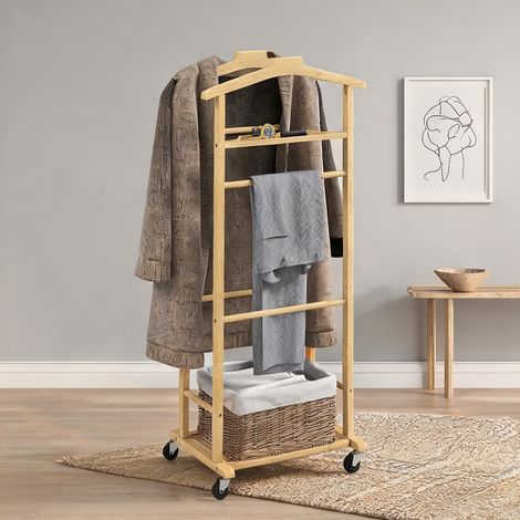 Porte-manteau bois naturel en bambou 47 x 33,7 x 105,5 cm (1/5)