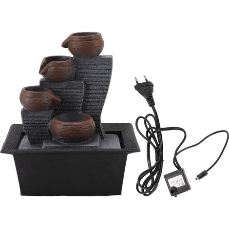 Fontaine de bureau à LED avec cascade en résine lumineuse, décoration d'intérieur pour maison ou étude, prise UE 220-240V (1/5)